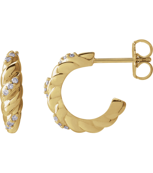 88572 Earring Set 14K Yellow 14 Mm 3.7 Mm Natural Diamond Round 1Mm 0.07 Ctw I1, Gh Pair Friction Backs Included Polished .07 Ctw Natural Diamond Dome Earrings