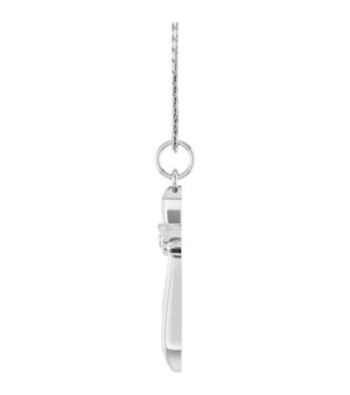 R50048 Necklace 14K White 19.9 X 12.5 Mm 18 In Polished Heart Angel Wing Cross Necklace