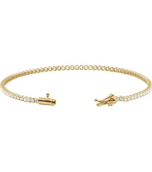 Brc912 Bracelet Set 14K Yellow Round Lab-Grown Diamond 1.7Mm 1 58 Ctw Si1-Si2, G-H 6 12 In Polished 1 58 Ctw Lab-Grown Diamond Lightweight Line Bracelet