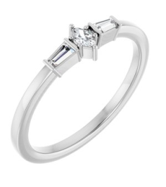 126719 Ring Set 14K White Natural Diamond Marquise 3.5 X 2 Mm Natural Diamond Polished 16 Ctw Natural Diamond Stackable Ring