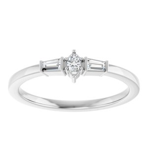 126719 Ring Set 14K White Natural Diamond Marquise 3.5 X 2 Mm Natural Diamond Polished 16 Ctw Natural Diamond Stackable Ring