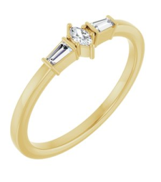 126719 Ring Set 14K Yellow Natural Diamond Marquise 3.5 X 2 Mm Natural Diamond Polished 16 Ctw Natural Diamond Stackable Ring