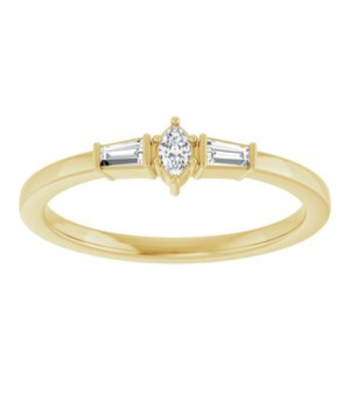 126719 Ring Set 14K Yellow Natural Diamond Marquise 3.5 X 2 Mm Natural Diamond Polished 16 Ctw Natural Diamond Stackable Ring