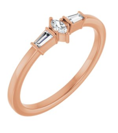 126719 Ring Set 14K Rose Natural Diamond Marquise 3.5 X 2 Mm Natural Diamond Polished 16 Ctw Natural Diamond Stackable Ring