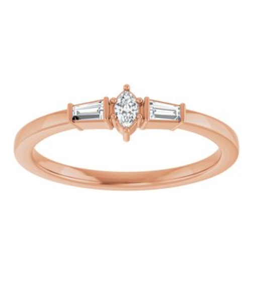 126719 Ring Set 14K Rose Natural Diamond Marquise 3.5 X 2 Mm Natural Diamond Polished 16 Ctw Natural Diamond Stackable Ring