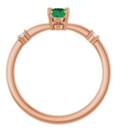 72410 Ring Set 14K Rose Lab-Grown Emerald Oval 6 X 4 Mm Natural Diamond Polished Lab-Grown Emerald And .05 Ctw Natural Diamond Ring