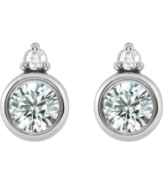 88546 Earring Set Natural White Sapphire Round 4 Mm Platinum Natural Diamond Pair Friction Backs Included Polished Natural White Sapphire And .03 Ctw Natural Diamond Earrings