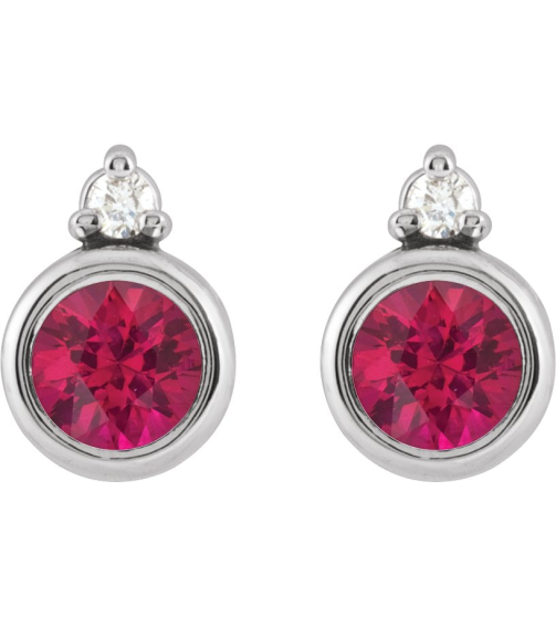88546 Earring Set Natural Ruby Round 4 Mm Platinum Natural Diamond Pair Friction Backs Included Polished Natural Ruby And .03 Ctw Natural Diamond Earrings