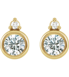 88546 Earring Set Natural White Sapphire Round 4 Mm 14K Yellow Natural Diamond Pair Friction Backs Included Polished Natural White Sapphire And .03 Ctw Natural Diamond Earrings