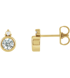 88546 Earring Set Natural Diamond Round 4 Mm 14K Yellow Natural Diamond Pair Friction Backs Included Polished 12 Ctw Natural Diamond Earrings