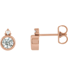 88546 Earring Set Natural Diamond Round 4 Mm 14K Rose Natural Diamond Pair Friction Backs Included Polished 12 Ctw Natural Diamond Earrings