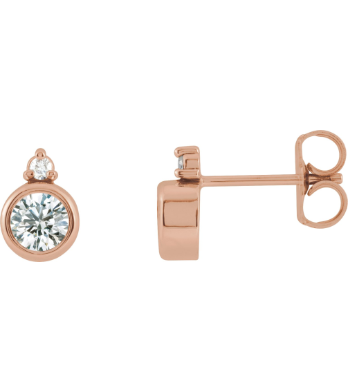 88546 Earring Set Natural Diamond Round 4 Mm 14K Rose Natural Diamond Pair Friction Backs Included Polished 12 Ctw Natural Diamond Earrings