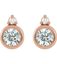 88546 Earring Set Natural Diamond Round 4 Mm 14K Rose Natural Diamond Pair Friction Backs Included Polished 12 Ctw Natural Diamond Earrings