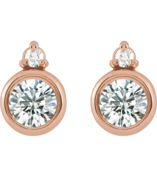 88546 Earring Set Natural Diamond Round 4 Mm 14K Rose Natural Diamond Pair Friction Backs Included Polished 12 Ctw Natural Diamond Earrings