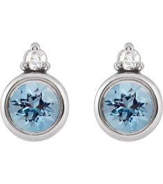 88546 Earring Set Natural Aquamarine Round 4 Mm Platinum Natural Diamond Pair Friction Backs Included Polished Natural Aquamarine And .03 Ctw Natural Diamond Earrings