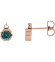 88546 Earring Set Lab-Grown Alexandrite Round 4 Mm 14K Rose Natural Diamond Pair Friction Backs Included Polished Lab-Grown Alexandrite And .03 Ctw Natural Diamond Earrings