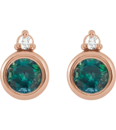 88546 Earring Set Lab-Grown Alexandrite Round 4 Mm 14K Rose Natural Diamond Pair Friction Backs Included Polished Lab-Grown Alexandrite And .03 Ctw Natural Diamond Earrings