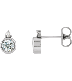 88546 Earring Set Natural Diamond Round 4 Mm Sterling Silver Natural Diamond Pair Friction Backs Included Polished 12 Ctw Natural Diamond Earrings