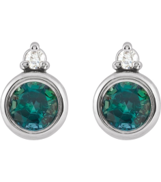 88546 Earring Set Lab-Grown Alexandrite Round 4 Mm Sterling Silver Natural Diamond Pair Friction Backs Included Polished Lab-Grown Alexandrite And .03 Ctw Natural Diamond Earrings