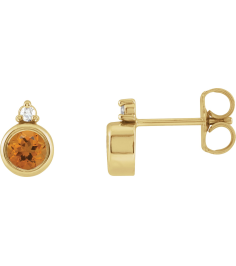 88546 Earring Set Natural Citrine Round 4 Mm 14K Yellow Natural Diamond Pair Friction Backs Included Polished Natural Citrine And .03 Ctw Natural Diamond Earrings