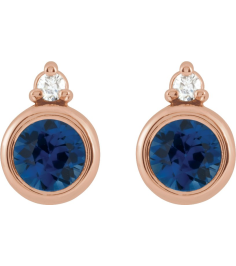 88546 Earring Set Lab-Grown Blue Sapphire Round 4 Mm 14K Rose Natural Diamond Pair Friction Backs Included Polished Lab-Grown Blue Sapphire And .03 Ctw Natural Diamond Earrings