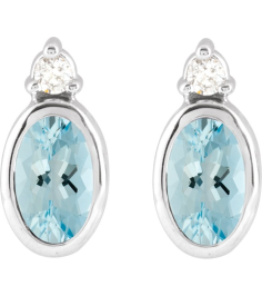88546 Earring Set Natural Aquamarine Oval 5 X 3 Mm 14K White Natural Diamond Pair Friction Backs Included Polished Natural Aquamarine And .03 Ctw Natural Diamond Earrings