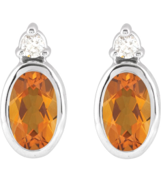 88546 Earring Set Natural Citrine Oval 5 X 3 Mm 14K White Natural Diamond Pair Friction Backs Included Polished Natural Citrine And .03 Ctw Natural Diamond Earrings
