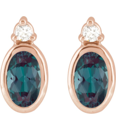 88546 Earring Set Lab-Grown Alexandrite Oval 5 X 3 Mm 14K Rose Natural Diamond Pair Friction Backs Included Polished Lab-Grown Alexandrite And .03 Ctw Natural Diamond Earrings