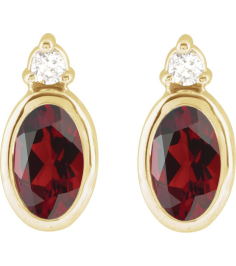 88546 Earring Set Natural Mozambique Garnet Oval 5 X 3 Mm 14K Yellow Natural Diamond Pair Friction Backs Included Polished Natural Mozambique Garnet And .03 Ctw Natural Diamond Earrings