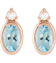 88546 Earring Set Natural Aquamarine Oval 5 X 3 Mm 14K Rose Natural Diamond Pair Friction Backs Included Polished Natural Aquamarine And .03 Ctw Natural Diamond Earrings