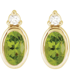 88546 Earring Set Natural Peridot Oval 5 X 3 Mm 14K Yellow Natural Diamond Pair Friction Backs Included Polished Natural Peridot And .03 Ctw Natural Diamond Earrings