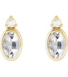 88546 Earring Set Natural White Sapphire Oval 5 X 3 Mm 14K Yellow Natural Diamond Pair Friction Backs Included Polished Natural White Sapphire And .03 Ctw Natural Diamond Earrings