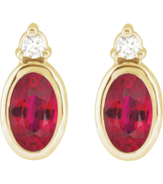 88546 Earring Set Natural Ruby Oval 5 X 3 Mm 14K Yellow Natural Diamond Pair Friction Backs Included Polished Natural Ruby And .03 Ctw Natural Diamond Earrings