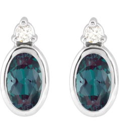 88546 Earring Set Lab-Grown Alexandrite Oval 5 X 3 Mm Platinum Natural Diamond Pair Friction Backs Included Polished Lab-Grown Alexandrite And .03 Ctw Natural Diamond Earrings