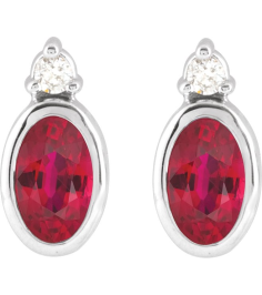 88546 Earring Set Natural Ruby Oval 5 X 3 Mm Sterling Silver Natural Diamond Pair Friction Backs Included Polished Natural Ruby And .03 Ctw Natural Diamond Earrings