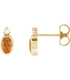 88546 Earring Set Natural Citrine Oval 5 X 3 Mm 14K Yellow Natural Diamond Pair Friction Backs Included Polished Natural Citrine And .03 Ctw Natural Diamond Earrings