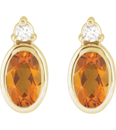 88546 Earring Set Natural Citrine Oval 5 X 3 Mm 14K Yellow Natural Diamond Pair Friction Backs Included Polished Natural Citrine And .03 Ctw Natural Diamond Earrings