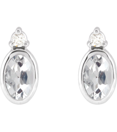 88546 Earring Set Natural White Sapphire Oval 5 X 3 Mm Platinum Natural Diamond Pair Friction Backs Included Polished Natural White Sapphire And .03 Ctw Natural Diamond Earrings