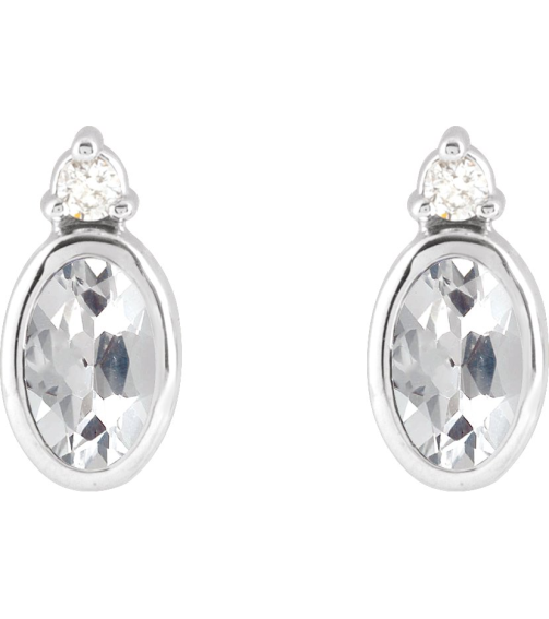 88546 Earring Set Natural White Sapphire Oval 5 X 3 Mm Platinum Natural Diamond Pair Friction Backs Included Polished Natural White Sapphire And .03 Ctw Natural Diamond Earrings