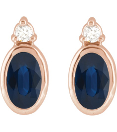 88546 Earring Set Lab-Grown Blue Sapphire Oval 5 X 3 Mm 14K Rose Natural Diamond Pair Friction Backs Included Polished Lab-Grown Blue Sapphire And .03 Ctw Natural Diamond Earrings