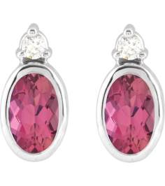 88546 Earring Set Natural Pink Tourmaline Oval 5 X 3 Mm Sterling Silver Natural Diamond Pair Friction Backs Included Polished Natural Pink Tourmaline And .03 Ctw Natural Diamond Earrings