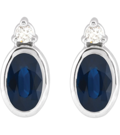 88546 Earring Set Lab-Grown Blue Sapphire Oval 5 X 3 Mm Platinum Natural Diamond Pair Friction Backs Included Polished Lab-Grown Blue Sapphire And .03 Ctw Natural Diamond Earrings
