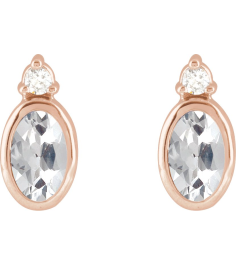 88546 Earring Set Natural White Sapphire Oval 5 X 3 Mm 14K Rose Natural Diamond Pair Friction Backs Included Polished Natural White Sapphire And .03 Ctw Natural Diamond Earrings