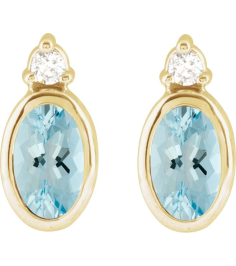 88546 Earring Set Natural Aquamarine Oval 5 X 3 Mm 14K Yellow Natural Diamond Pair Friction Backs Included Polished Natural Aquamarine And .03 Ctw Natural Diamond Earrings