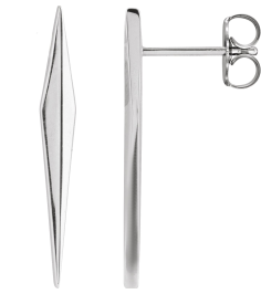 88589 Earring Platinum 23 X 3 Mm Pair Friction Backs Included Polished Geometric Drop Earrings