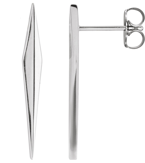 88589 Earring Platinum 23 X 3 Mm Pair Friction Backs Included Polished Geometric Drop Earrings