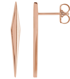88589 Earring 14K Rose 23 X 3 Mm Each Friction Back Sold Separately Polished Geometric Drop Earring