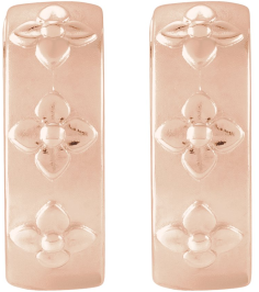 88595 Earring 14K Rose Bead BlastPolished 13.2 Mm 4 Mm Pair Hinged Polished Fancy Hoop Earrings