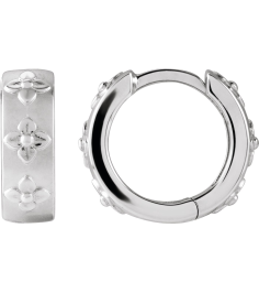 88595 Earring Platinum Bead BlastPolished 13.2 Mm 4 Mm Pair Hinged Polished Fancy Hoop Earrings