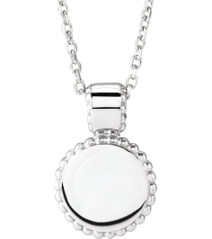 88596 Necklace 14K White 14.6 X 10 Mm 16-18 In Polished Engravable Beaded Disc Necklace